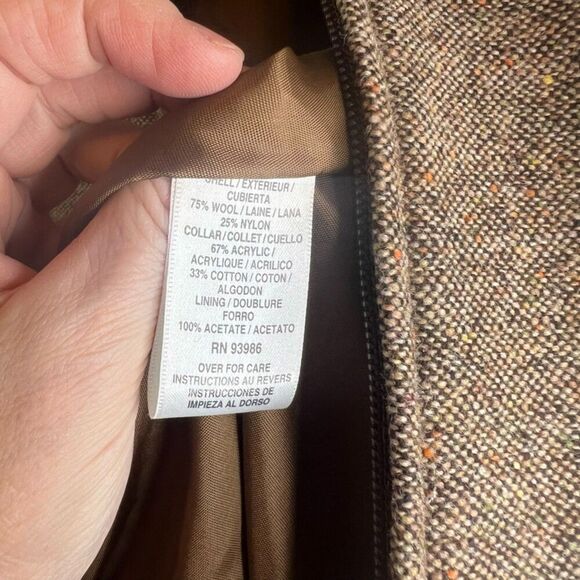 Casual Corner Vintage Removable Faux Fur Collar Wool Tweed Full Zip Jacket Sz 8 - Picture 10 of 11